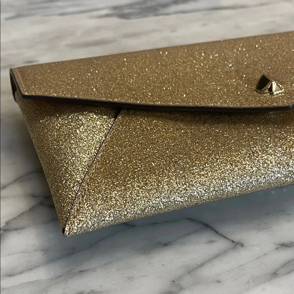 Kate Spade New York Pale Gold Burgess Court Chain Clutch (w/matching card case)